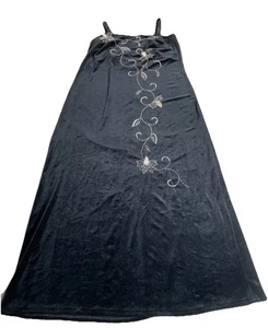 Abito formale velluto nero vestito maniche lunghe Karen Miller taglia 18 vintage - Foto 1 di 13