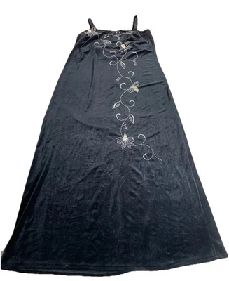 Vestido Formal Terciopelo Negro Mangas Largas Karen Miller Talla 18 Vintage Foto 1 de 4