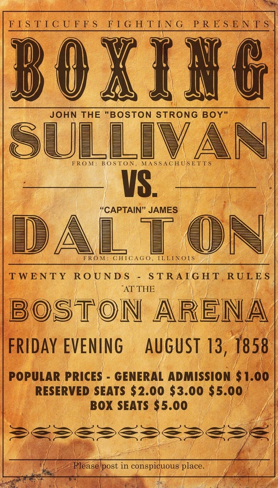 vintage boxing promo boston arena print for glass frame 36" x 24" USA - Image 1 of 1