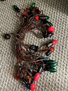Vintage Paramount Christmas Light 24 Socket Wire Red & Green W/ Clips - Picture 1 of 8