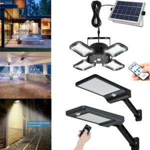 56/60/128LEDs Solarlampe PIR Bewegungsmelder Wandleuchte Terrasse Außen Garten Lampe - Bild 1 von 46
