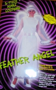 FEATHER ANGEL COSTUME Women 4-14 ONE SIZE Complete 5pc Iridescent Fun World - Picture 1 of 4