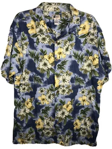 Cherokee Waikiki Wear Mens XL Hawaiian Shirt Blue Floral Short Sleeves Button Up - Picture 1 of 3