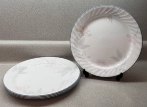 Corelle Corning Pink Trio Dinner Plates Floral with Swirl Rim 10 1/4" Set Of 4 - Picture 1 of 5