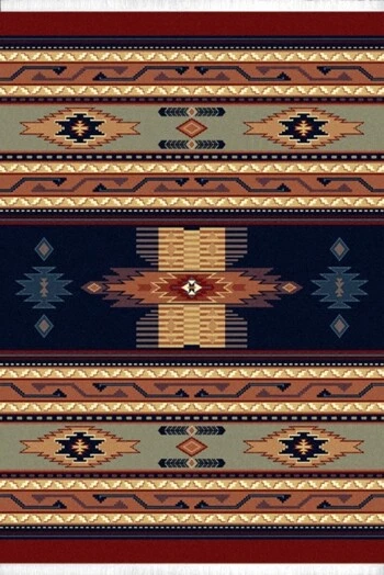 RUGDEALZ southwestern BLUE RUSTIC lodge carpet 4x6 AREA rug : Approx 3' 11" x 5' 3"