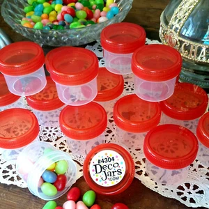 12 Gläser 1 Unze nach oben Behälter Orange Deckel Party Gastgeschenke 4304 USA Deko Gläser  - Bild 1 von 4