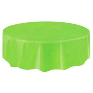 LIME GREEN KIWI ROUND PLASTIC TABLECLOTH TABLECOVER TABLE COVER 213CM PARTY - Picture 1 of 2