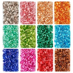 120 g 12 Farben Backen Farbe Silber Gefüttert Rohr Glas Runde Bugle Perlen 3,5 ~ 3,8 mm - Bild 1 von 7