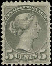 Canada Mint H F-VF 5c Scott #38 Slate Green 1876 Small Queen Stamp