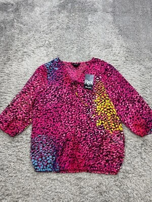 Blusa Wrangler Rock 47 Top Mujer Rosa Mediana Leopardo Western Rodeo Cuello en V Nueva con Etiquetas Foto 1 de 4