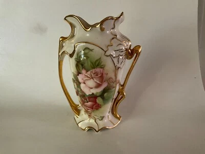 Jarrón vintage Tolpin Art Studios 8" con acento dorado rosas Chicago Art Nouveau EE. UU. Foto 1 de 4
