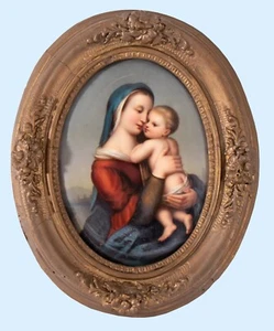 Antique KPM Porcelain Hand Painted Berlin Plaque Madonna Tempri 19 century - Picture 1 of 9