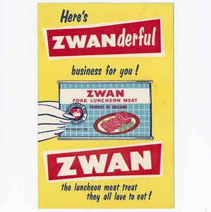Vintage Zwan Luncheon Meat TV Advertising Campaign Flyer c1960s Store Promo - Picture 1 of 3