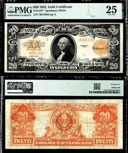 FR-1187* 1922 $20 Certificato Oro ***BANCONOTA STELLA*** PMG Molto Fine 25 - Foto 1 di 1