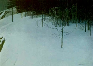Robert Bateman, Clear Night-Wolves. S/N LE Giclée Canvas, Hand Signed by Artist - Picture 1 of 1