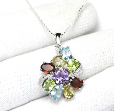 MERAVIGLIOSO CIONDOLO IN ARGENTO 925 CON  PIETRE NATURALI - Immagine 1 di 4