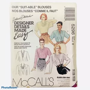 McCalls Pattern 5296 Blouse Palmer Pletsch Easy Women's 8 Vtg 1991 - Picture 1 of 4