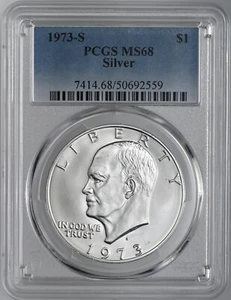 1973-S  $1 EISENHOWER IKE SILVER DOLLAR SAN FRANCISCO MINT PCGS MS68 #50692559 - Picture 1 of 4