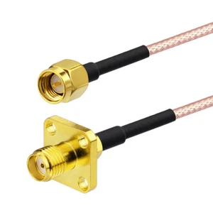 SMA jack female 4 hole panel mount to SMA male Pigtail cable RG316 Wi-Fi Radios - Picture 1 of 4