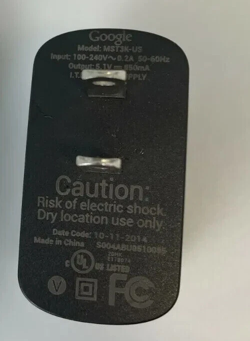 Genuine Google Chromecast Wall Charger - 5.1V 850mA Power Adapter - Image 1 of 1