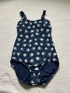 Draper James x Lands End One Piece Badeanzug 4L 4 LANG Tiefsee & weiße Magnolie - Bild 1 von 12