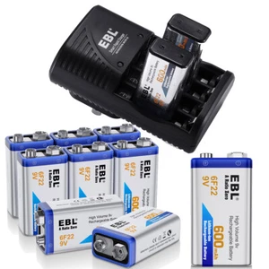 Lot EBL 9V Rechargeable Batteries 9volt/ Charger For AA AAA 9V Ni-MH Ni-CD - Picture 1 of 24