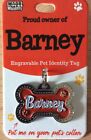 BARNEY - CUTE GIFT- WAGS & WHISKERS BONE SHAPED ENGRAVABLE DOG TAG