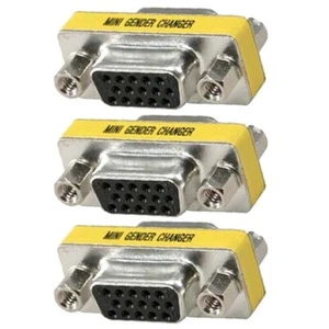 3x DB15 HD VGA/SVGA Female to Female 15pin D-SUB Gender Changer Coupler DB15HD - Picture 1 of 2