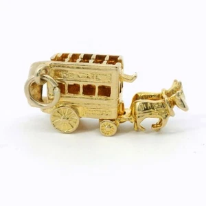 Vintage 9 kt Gold Pferde gezeichnet Bovril Bus Charm datiert 1969 - Bild 1 von 6
