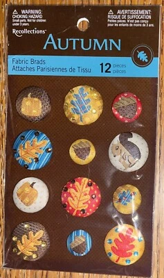 Recuerdos Otoño Tela Brads - 12 piezas Hojas🍁Hoja Metal Arte Álbum de Recortes Tarjeta Foto 1 de 3