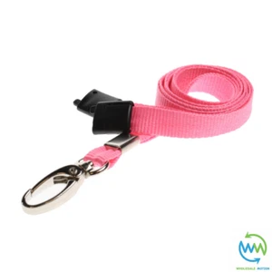 PINK LANYARD ID Card NECK STRAP Holder METAL CLIP For BADGE Pass USB Keys Lot - Picture 1 of 3