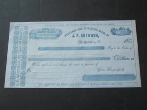 1850's - J.P. SHERWIN - Exchange Office PAY / CHECK Document - POTTSVILLE PA. - Bild 1 von 1