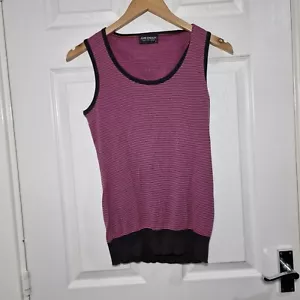 John Smedley Top Small Pink Black 100% Cotton Sleeveless Women's - Picture 1 of 12