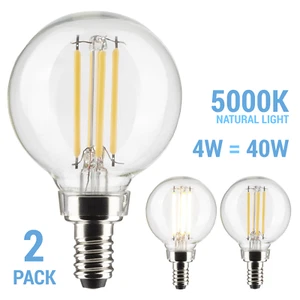 Pack LED Clear Mini Globe Bulb 4W 40W 120V G16.5 Candelabra E12 5000K Natural - Picture 1 of 9