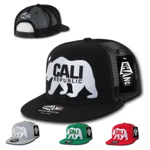 Gorras de béisbol Cali Bear California Republic Flat Bill 6 paneles para camionero - Imagen 1 de 17