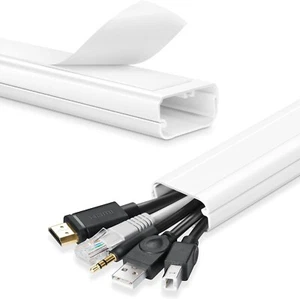 Hide Cord Cover Raceway Organizer Kit Wall Cable Concealer Wire Hider White New - Picture 1 of 24