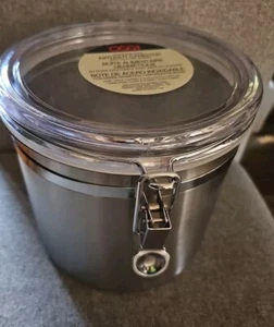 NEW Oggi Canister Stainless Steel 7.5" Kitchen Locking Clear Lid with Seal - Picture 1 of 8