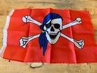 Small 11 Inch X 17 Inch Pirate Skull With Blue Bandana Flag For 1/4”  Whip New