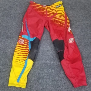 Troy Lee Designs Racing Pants Red Yellow 32 BMX Motocross y2k - Picture 1 of 21