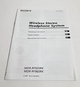 Sony Wireless Stereo Headphone System Operating Instructions Manual - Picture 1 of 3