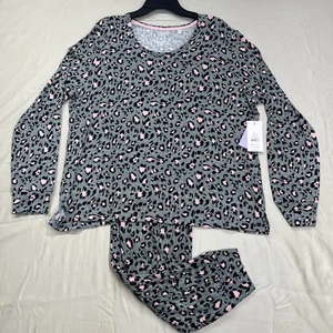 Joyspun Pyjama Set 2-teilig Rosa Leopard Damen XL 16-18 Langarm Jogger - Bild 1 von 9