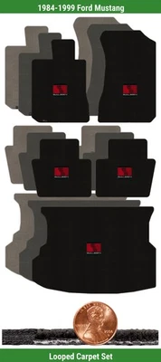 Juego de alfombrillas clásicas personalizadas para Ford Mustang 84-99 con logotipo (5 piezas) #MCG Foto 1 de 4