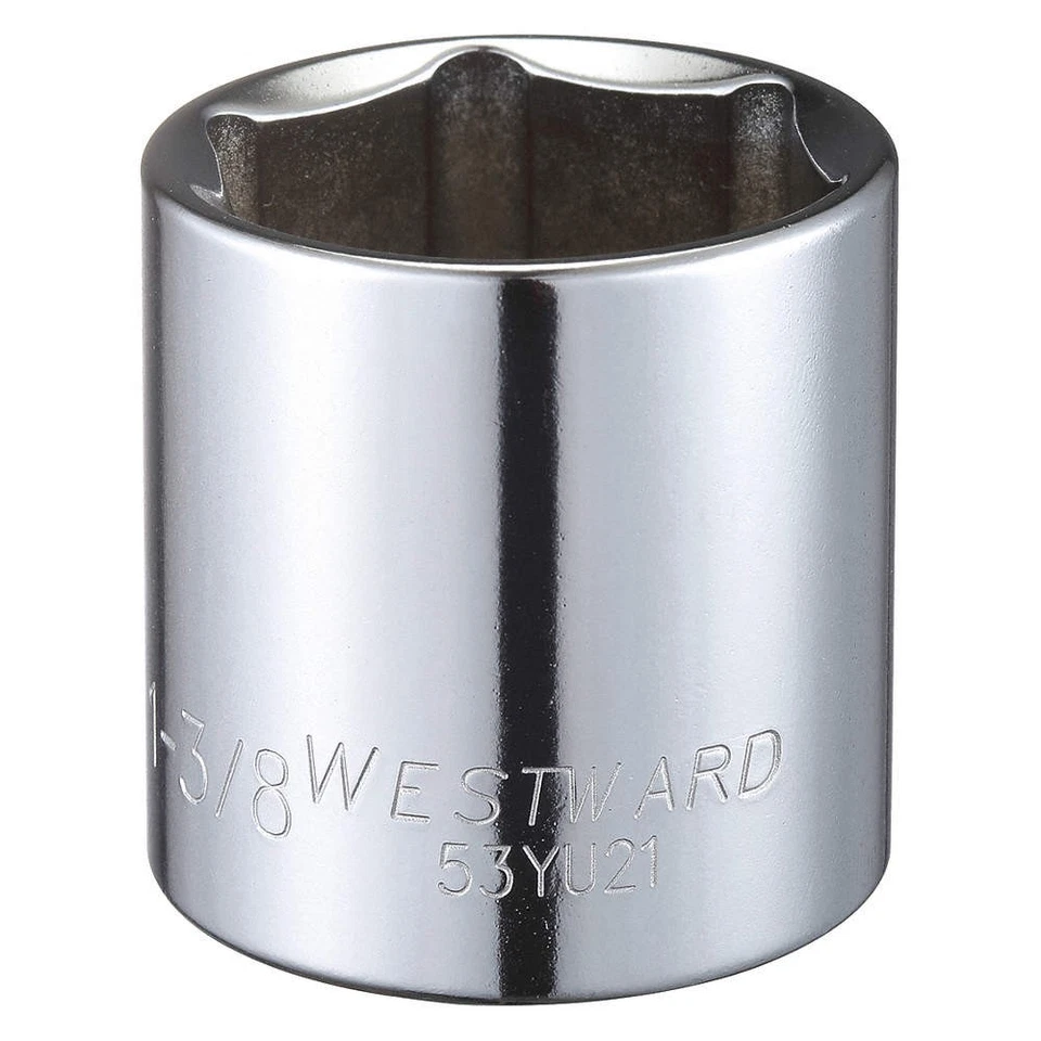 WESTWARD 53YU21 Socket, Steel, Chrome, 1 3/8 in 53YU21 - Image 1 of 1