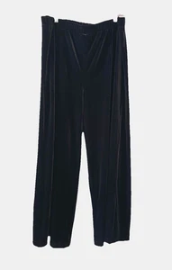MING WANG Size XL Black Velvet Stretch Wide Leg Pull On Pants Elastic Waist - Picture 1 of 9