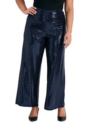 Avenue Women's Plus Size Glitz Sequin Wide Leg Pant - Image 1 of 4