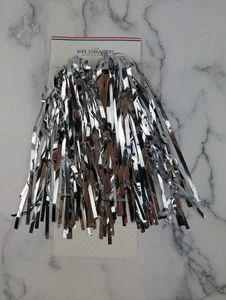 Bike Streamers Scooter Handlebar Tassels Grips Ribbon Silver - Picture 1 of 5