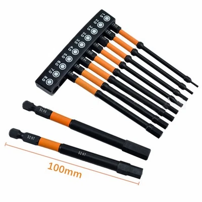 Powerful Magnetic Hex Shank Screwdriver Bit Set 10 Piece 100mm 1 5 8 0mm - Image 1 of 4