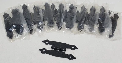 20 (10 pares) gabinete de superficie colonial negro bisagras en H acabado martillado 3,5" Foto 1 de 4