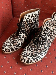 MARC By MARC JACOBS Pony Hair Leather Leopard Print Lace Up Boot Womens 7.5 / 38 - Picture 1 of 6