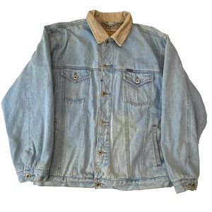 Arizona Trucker Jacke Herren Large blau Denim Flanell gefüttert Kragen Knopfleiste - Bild 1 von 4